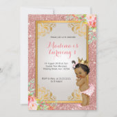 アフリカ系アメリカンピンク1歳の誕生日招待状 招待状 (正面)