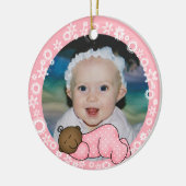 アフリカ系アメリカンピンク1stクリスマスオーナメント セラミックオーナメント (左)