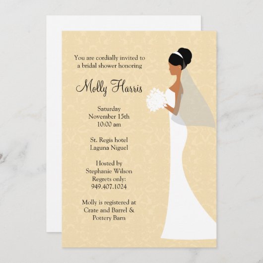 アフリカ系アメリカンブライダルシャワーの招待 招待状 (正面/裏面)