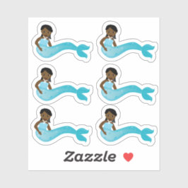 アフリカ系アメリカンブルーマーメイド シール