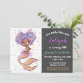 アフリカ系アメリカンマーメイド誕生日招待状 招待状 (スタンド正面)