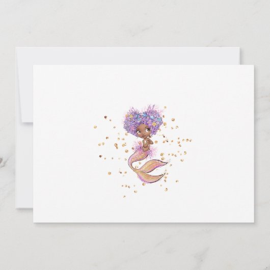 アフリカ系アメリカンマーメイド誕生日招待状 招待状 (裏面)