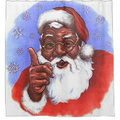 アフリカ系アメリカン·ブラック·サンタクロースのクリスマス シャワーカーテン (正面)