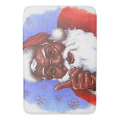 アフリカ系アメリカン·ブラック·サンタクロースのクリスマス バスマット (正面縦)