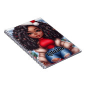 アフリカ系アメリカ人かわいいクリスマスの女性 ノートブック (右側)