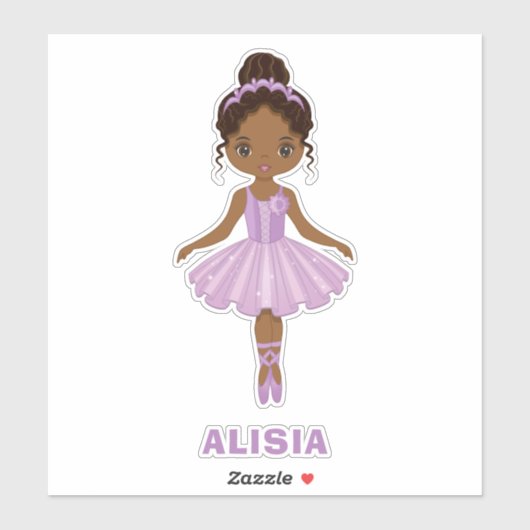 アフリカ系アメリカ人かわいいバレリーナガールビニールステッカー シール (シート)