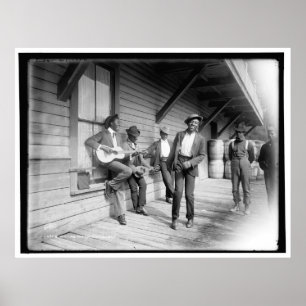アフリカ系アメリカ人がボートc1902を待つ ポスター