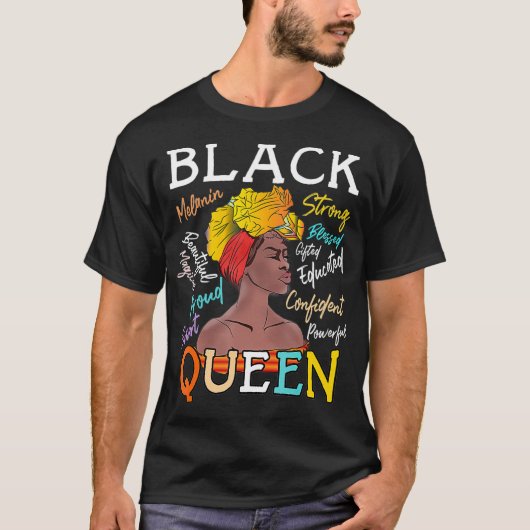 アフリカ系アメリカ人が強い黒人女王ヒストを教育 Tシャツ (正面)