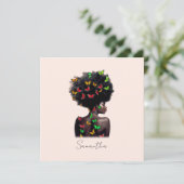 アフリカ系アメリカ人で蝶が多いアフロの女性 (スタンド正面)