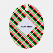 アフリカ系アメリカ人とディアスポラ国旗のタイル貼り名前楕円 メタルオーナメント (正面)