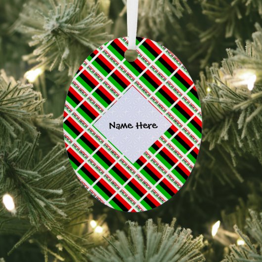 アフリカ系アメリカ人とディアスポラ国旗のタイル貼り名前楕円 メタルオーナメント (インサイチュ)