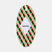 アフリカ系アメリカ人とディアスポラ国旗のタイル貼り名前楕円 メタルオーナメント (正面左)