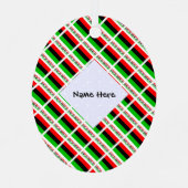 アフリカ系アメリカ人とディアスポラ国旗のタイル貼り名前楕円 メタルオーナメント (裏面)