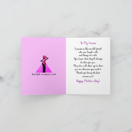 アフリカ系アメリカ人のいとこのお母さんの日帰りカード カード (内部)