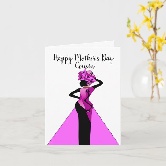 アフリカ系アメリカ人のいとこのお母さんの日帰りカード カード (黄色い花)