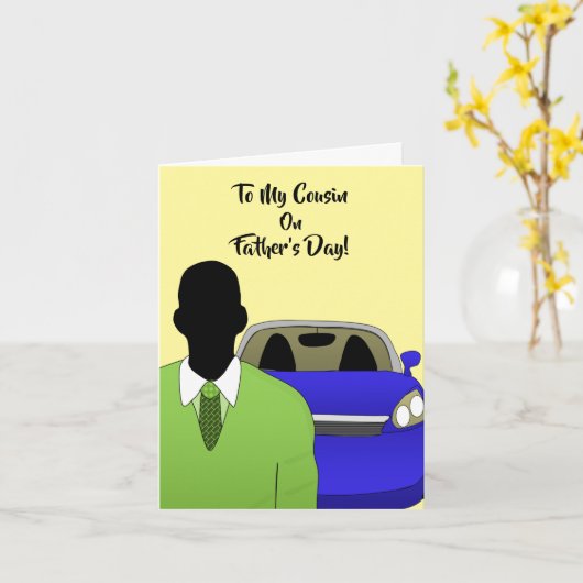 アフリカ系アメリカ人のいとこの父の日用スーツ&ネクタイ カード (黄色い花)