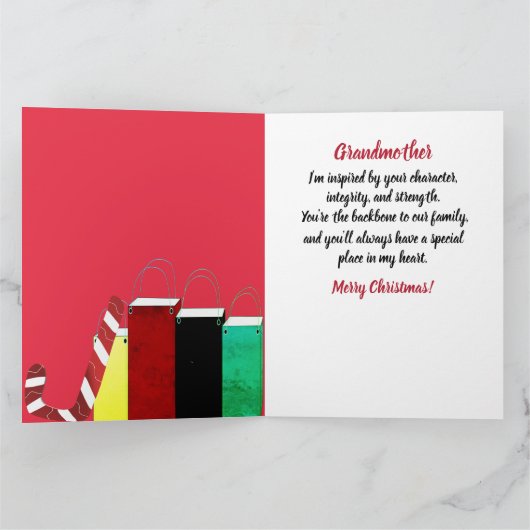 アフリカ系アメリカ人のおばあちゃんメリークリスマスカード カード (内部)
