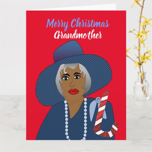 アフリカ系アメリカ人のおばあちゃんメリークリスマスカード カード (黄色い花)