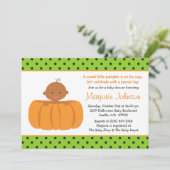 アフリカ系アメリカ人のかぼちゃの赤ちゃんのシャワー招待状 招待状 (スタンド正面)