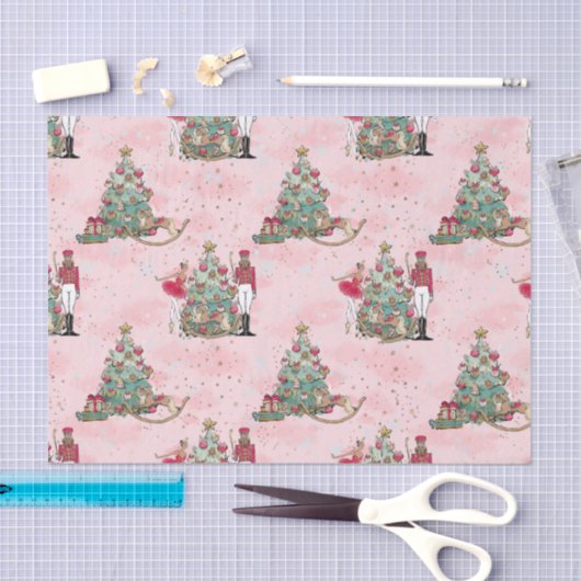 アフリカ系アメリカ人のくるみ割りバレーピンクのクリスマス 薄葉紙 (クラフト)