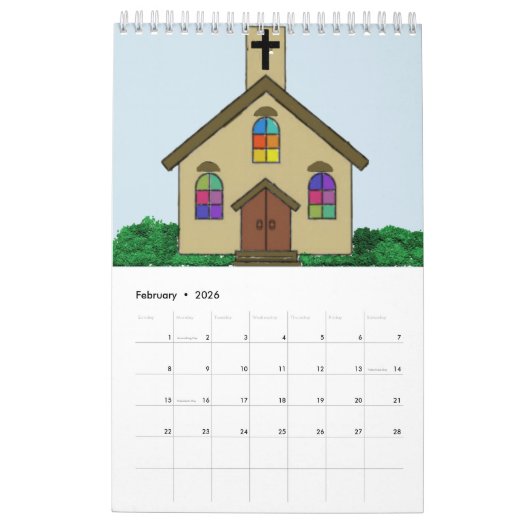 アフリカ系アメリカ人のアートワークが付いているキリスト教会 カレンダー (2月 2026)