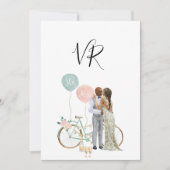 アフリカ系アメリカ人のイラスト付きカップル　Save The Date セーブザデート (正面)