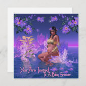 アフリカ系アメリカ人のエルフが登場するベイビーシャワーの招待状 招待状 (正面/裏面)