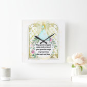 アフリカ系アメリカ人のエンジェル教会の窓青いドレス スクエア壁時計 (ホーム)