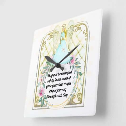 アフリカ系アメリカ人のエンジェル教会の窓青いドレス スクエア壁時計 (傾斜)