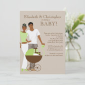 アフリカ系アメリカ人のカップル　ジェンダーニュートラルベビーシャワー 招待状 (スタンド正面)
