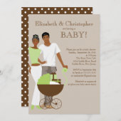 アフリカ系アメリカ人のカップル　ジェンダーニュートラルベビーシャワー 招待状 (正面/裏面)