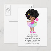 アフリカ系アメリカ人のキャンディランドの女の子の誕生日パーティー ポストカード (正面/裏面)