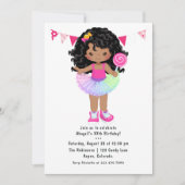 アフリカ系アメリカ人のキャンディランドの女の子の誕生日パーティー 招待状 (正面)