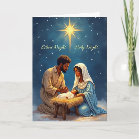 アフリカ系アメリカ人のキリスト降誕 クリスマス 無声の夜 カード (正面)