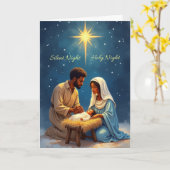 アフリカ系アメリカ人のキリスト降誕 クリスマス 無声の夜 カード (黄色い花)