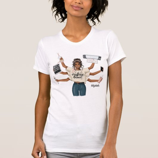アフリカ系アメリカ人のクラフティングクイーンのデザイン Tシャツ (正面)