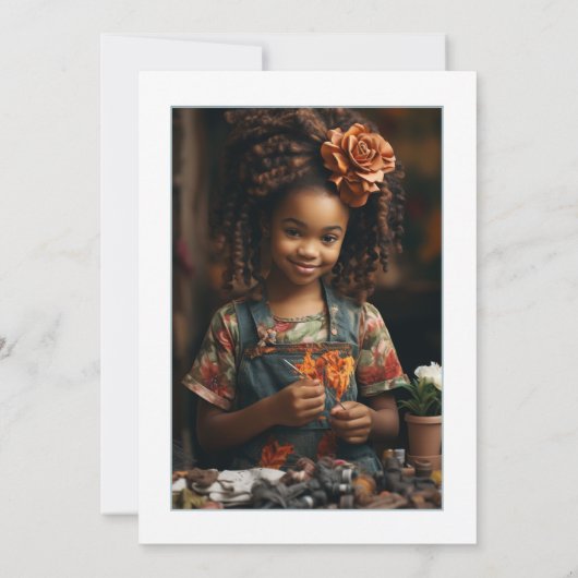 アフリカ系アメリカ人のクラフトをテーマにした誕生日パーティー 招待状 (裏面)