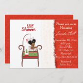 アフリカ系アメリカ人のクリスマスのベビーシャワーの招待状 招待状 (正面/裏面)