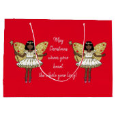 アフリカ系アメリカ人のクリスマスの妖精 ラージペーパーバッグ (裏面)