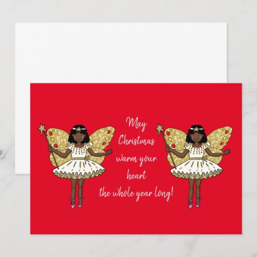 アフリカ系アメリカ人のクリスマスの妖精 招待状 (正面/裏面)