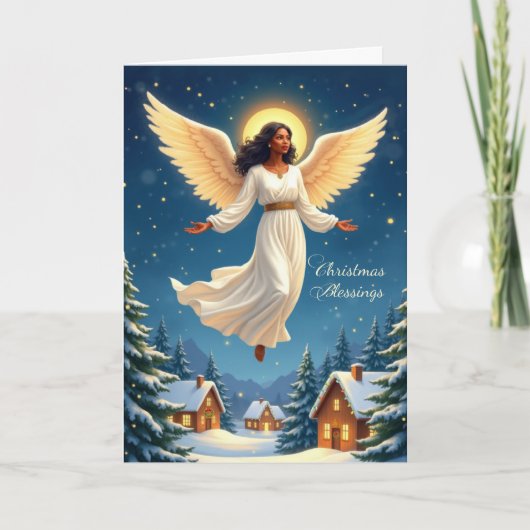 アフリカ系アメリカ人のクリスマスの平和の天使 カード (正面)