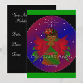 アフリカ系アメリカ人のクリスマスエンジェルベイビーガール祈り 招待状 (正面/裏面)