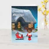 アフリカ系アメリカ人のクリスマスグリーティングカード カード (黄色い花)