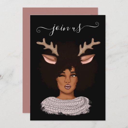 アフリカ系アメリカ人のクリスマスバチェロレッテインヴィ 招待状 (正面/裏面)