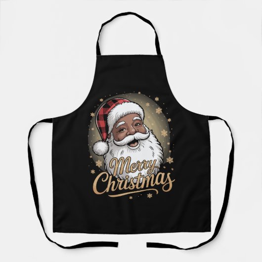 アフリカ系アメリカ人のクリスマスパジャマサンタクロース エプロン (正面)