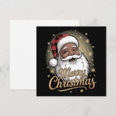 アフリカ系アメリカ人のクリスマスパジャマ サンタクロース シーズンカード (正面/裏面)