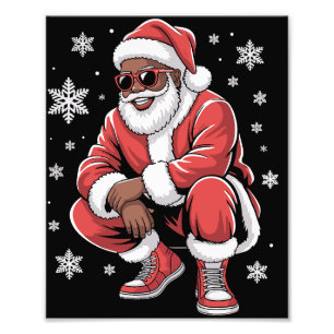 アフリカ系アメリカ人のクリスマスパジャマ Xmas アフロサンタ フォトプリント