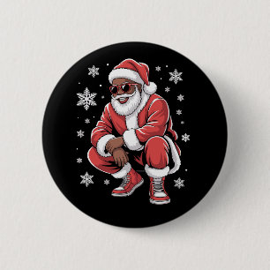 アフリカ系アメリカ人のクリスマスパジャマ Xmas アフロサンタ 缶バッジ