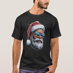 アフリカ系アメリカ人のクリスマスパジャマ Xmas アフロサンタ Tシャツ