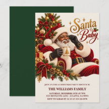 アフリカ系アメリカ人のクリスマス招待状 サンタベイビー